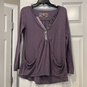 Anthropologie Purple Women's Tunic with Pocket Details and Buttons!
